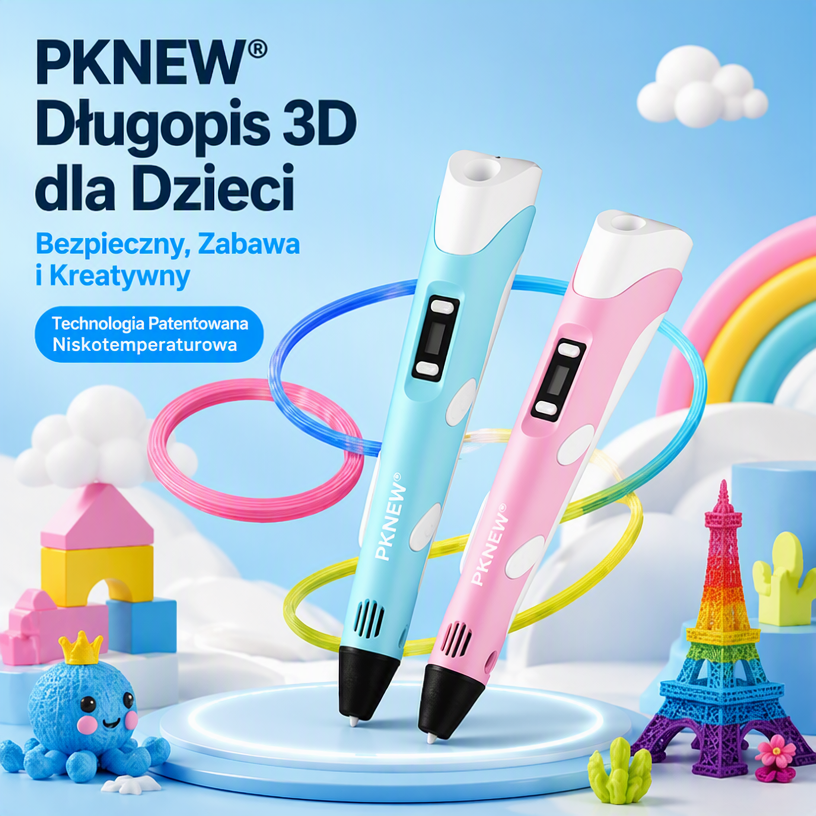 70% ZNIŻKI DZIŚ 🎃 PKNEW® Długopis 3D dla dzieci – Bezpieczny w niskiej temperaturze, nietoksyczny, ekologiczny filament, pobudza kreatywność 💎
