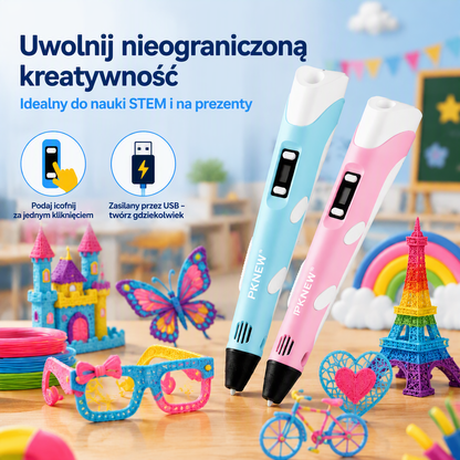 70% ZNIŻKI DZIŚ 🎃 PKNEW® Długopis 3D dla dzieci – Bezpieczny w niskiej temperaturze, nietoksyczny, ekologiczny filament, pobudza kreatywność 💎