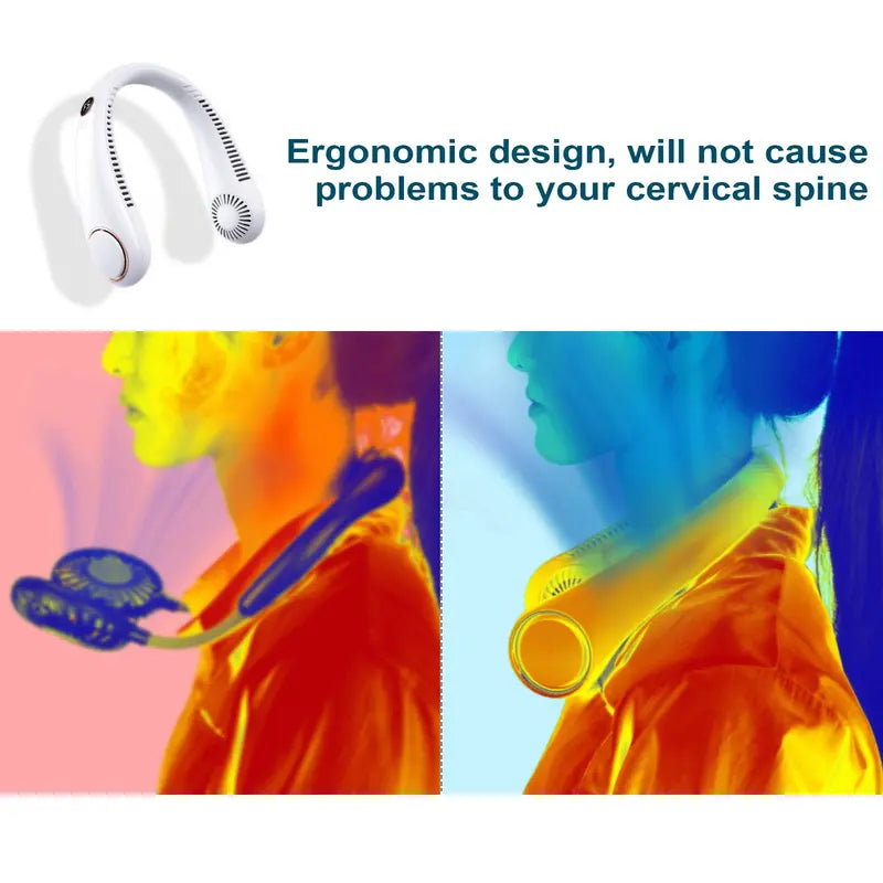 PKNEW® Portable Neck Fan, Bladeless Wearable Personal Fan, Hands-Free Cooling for Outdoor & Office