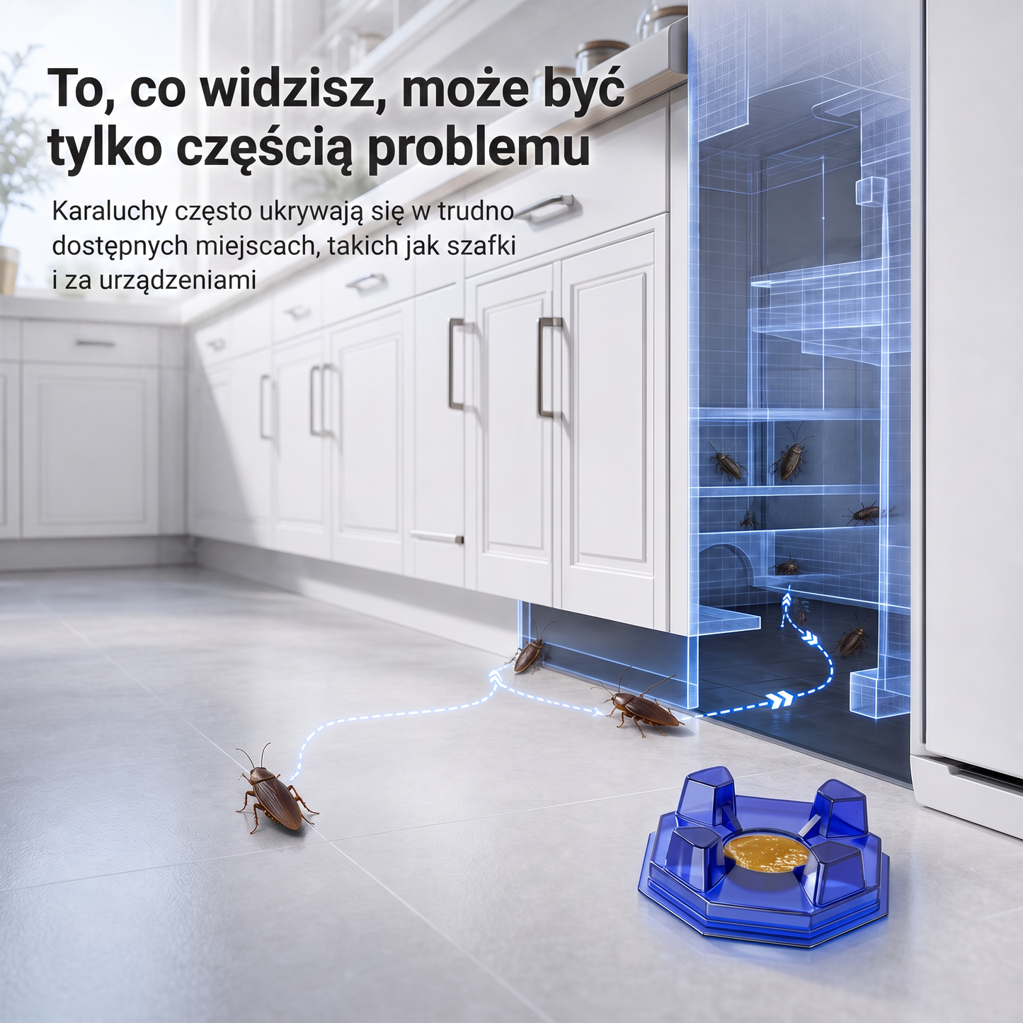 PKNEW® 🪳 Inteligentna stacja z przynętą na karaluchy o działaniu łańcuchowym 🛡️ – dociera do ukrytych gniazd, pomaga zlikwidować całą kolonię i chroni dom nawet przez 2 lata 💎