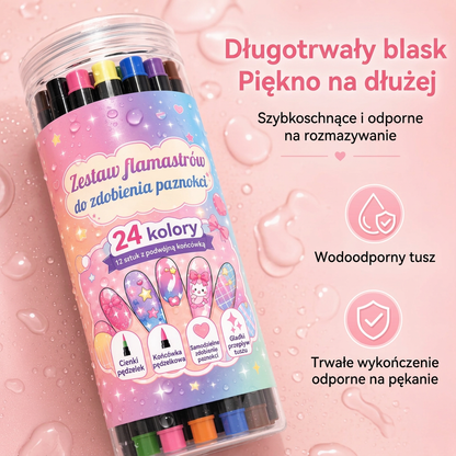 OSTATNI DZIEŃ · 50% ZNIŻKI 🌈 Zestaw 24 dwustronnych pisaków do zdobienia paznokci 💎