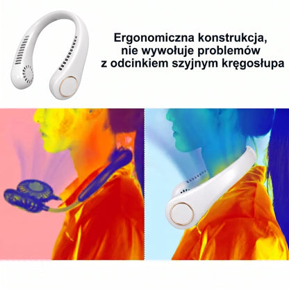 🔥🔥Przenośny wentylator na szyję PKNEW®, bezłopatkowy wentylator osobisty, chłodzenie typu hands-free do użytku na zewnątrz i w biurze