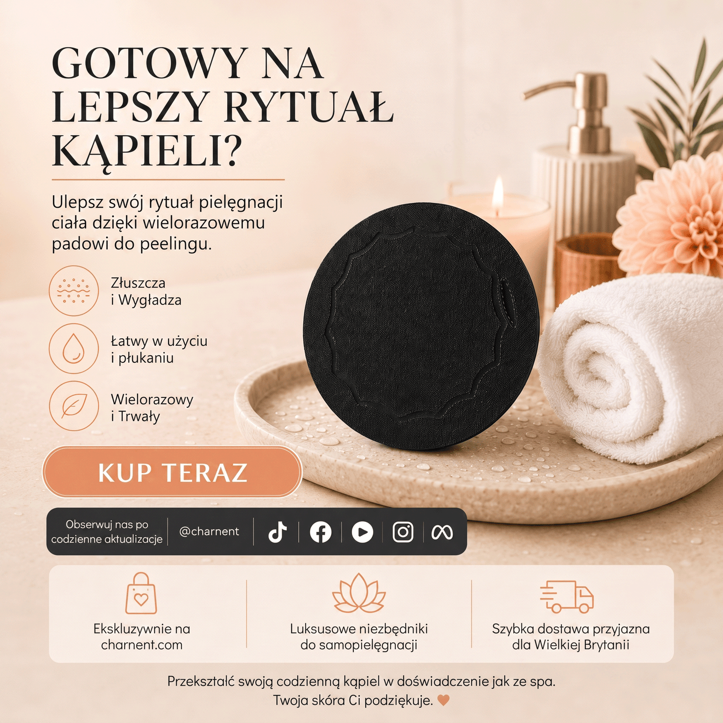 🔥🔥🚿 Głęboko oczyszczająca i złuszczająca myjka do ciała – delikatnie usuwa martwy naskórek i działa jak gąbka SPA 🧖‍♀️