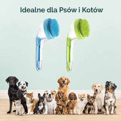 PKNEW® 🐕 Szczotka do kąpieli 2w1 z dozownikiem szamponu – Miękka silikonowa szczotka do pielęgnacji sierści psów i kotów 💎