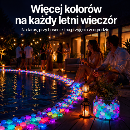 PKNEW® Świecące kamienie ogrodowe ładowane światłem 👑 – kolorowy nocny blask bez kabli i baterii, wodoodporna dekoracja na ścieżki, do doniczek, rabat, na taras oraz wokół basenu 💎