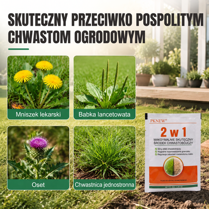 PKNEW® Granulowany środek chwastobójczy 2 w 1 Max Power 👑 – widoczny efekt już po 6 godzinach, łatwe rozpuszczanie w wodzie i precyzyjne stosowanie na fugi, ścieżki, ogrodzenia oraz powierzchnie żwirowe 💎