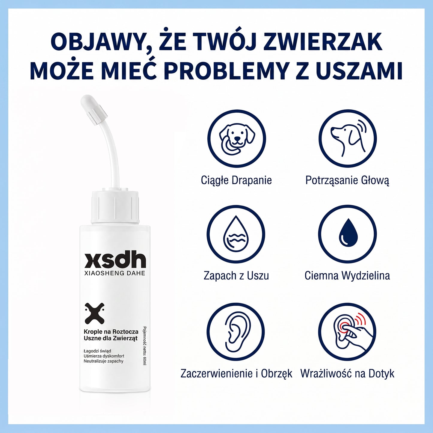 𝐏𝐊𝐍𝐄𝐖® Łagodny płyn do czyszczenia uszu zwierząt | Bezzapachowe czyszczenie dla psów i kotów