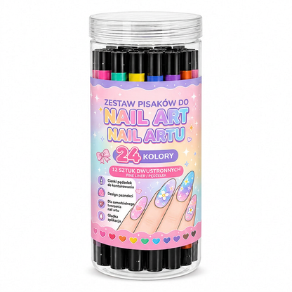 OSTATNI DZIEŃ · 50% ZNIŻKI 🌈 Zestaw 24 dwustronnych pisaków do zdobienia paznokci 💎