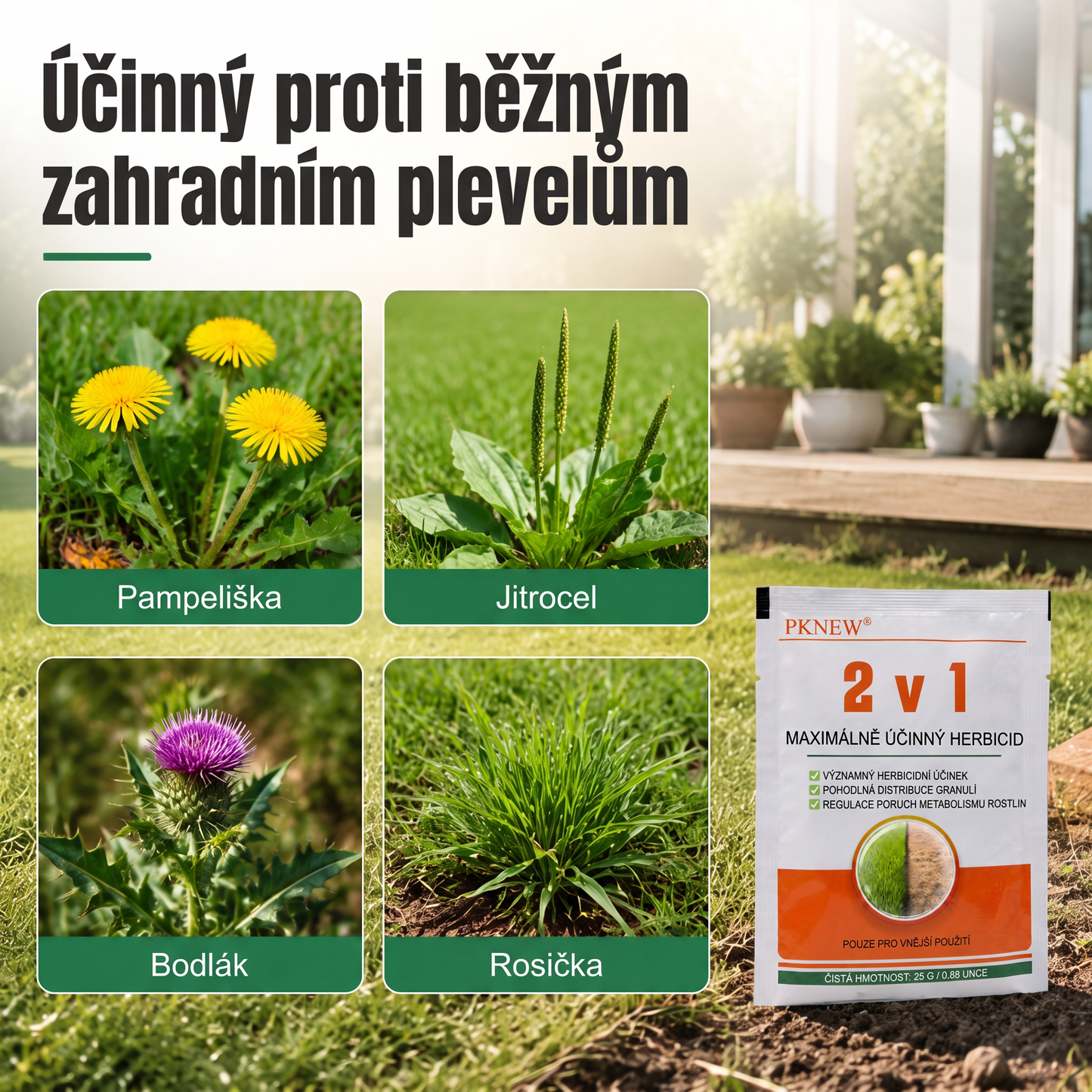 PKNEW® Granulowany środek chwastobójczy 2 w 1 Max Power 👑 – widoczny efekt już po 6 godzinach, łatwe rozpuszczanie w wodzie i precyzyjne stosowanie na fugi, ścieżki, ogrodzenia oraz powierzchnie żwirowe 💎