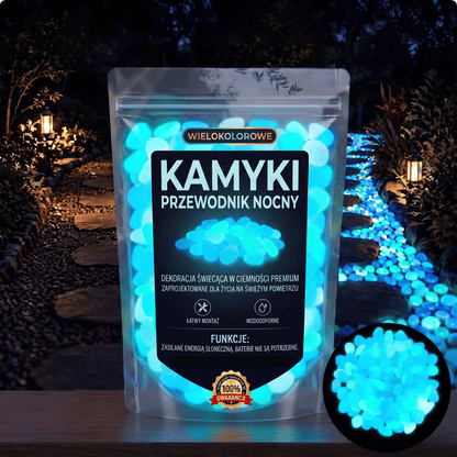 PKNEW® Świecące kamienie ogrodowe ładowane światłem 👑 – kolorowy nocny blask bez kabli i baterii, wodoodporna dekoracja na ścieżki, do doniczek, rabat, na taras oraz wokół basenu 💎
