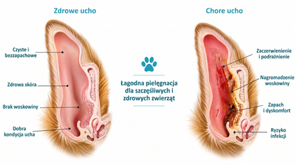 𝐏𝐊𝐍𝐄𝐖® Łagodny płyn do czyszczenia uszu zwierząt | Bezzapachowe czyszczenie dla psów i kotów