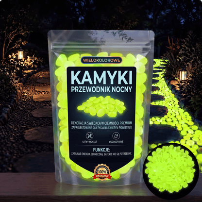 PKNEW® Świecące kamienie ogrodowe ładowane światłem 👑 – kolorowy nocny blask bez kabli i baterii, wodoodporna dekoracja na ścieżki, do doniczek, rabat, na taras oraz wokół basenu 💎