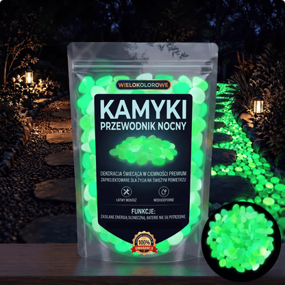 PKNEW® Świecące kamienie ogrodowe ładowane światłem 👑 – kolorowy nocny blask bez kabli i baterii, wodoodporna dekoracja na ścieżki, do doniczek, rabat, na taras oraz wokół basenu 💎