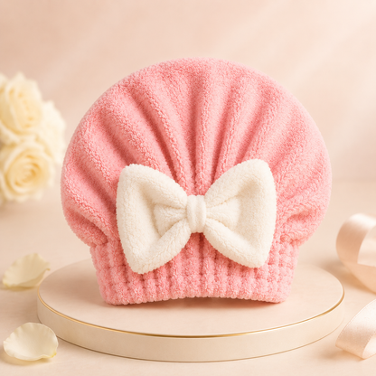 Vitalisys® Szybkoschnący czepek z mikrofibry do włosów z kokardą – Chłonny turban do włosów na co dzień i w podróż 🎀