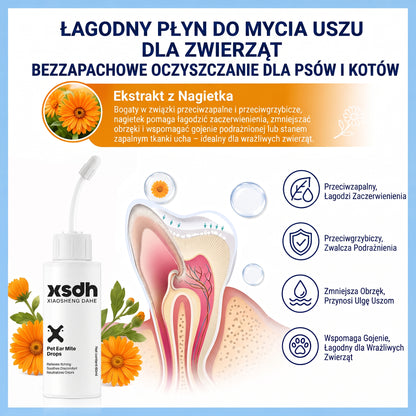 𝐏𝐊𝐍𝐄𝐖® Łagodny płyn do czyszczenia uszu zwierząt | Bezzapachowe czyszczenie dla psów i kotów
