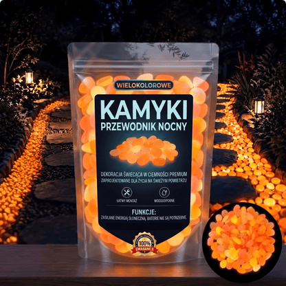 PKNEW® Świecące kamienie ogrodowe ładowane światłem 👑 – kolorowy nocny blask bez kabli i baterii, wodoodporna dekoracja na ścieżki, do doniczek, rabat, na taras oraz wokół basenu 💎