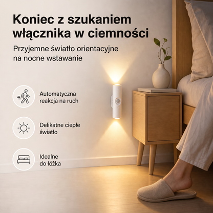 PKNEW® 💡 Inteligentna dwukierunkowa lampka nocna RGB z czujnikiem ruchu 🌈 – automatyczne włączanie, magnetyczna instalacja bez wiercenia i ładowanie USB-C do sypialni, korytarza i na schody 💎