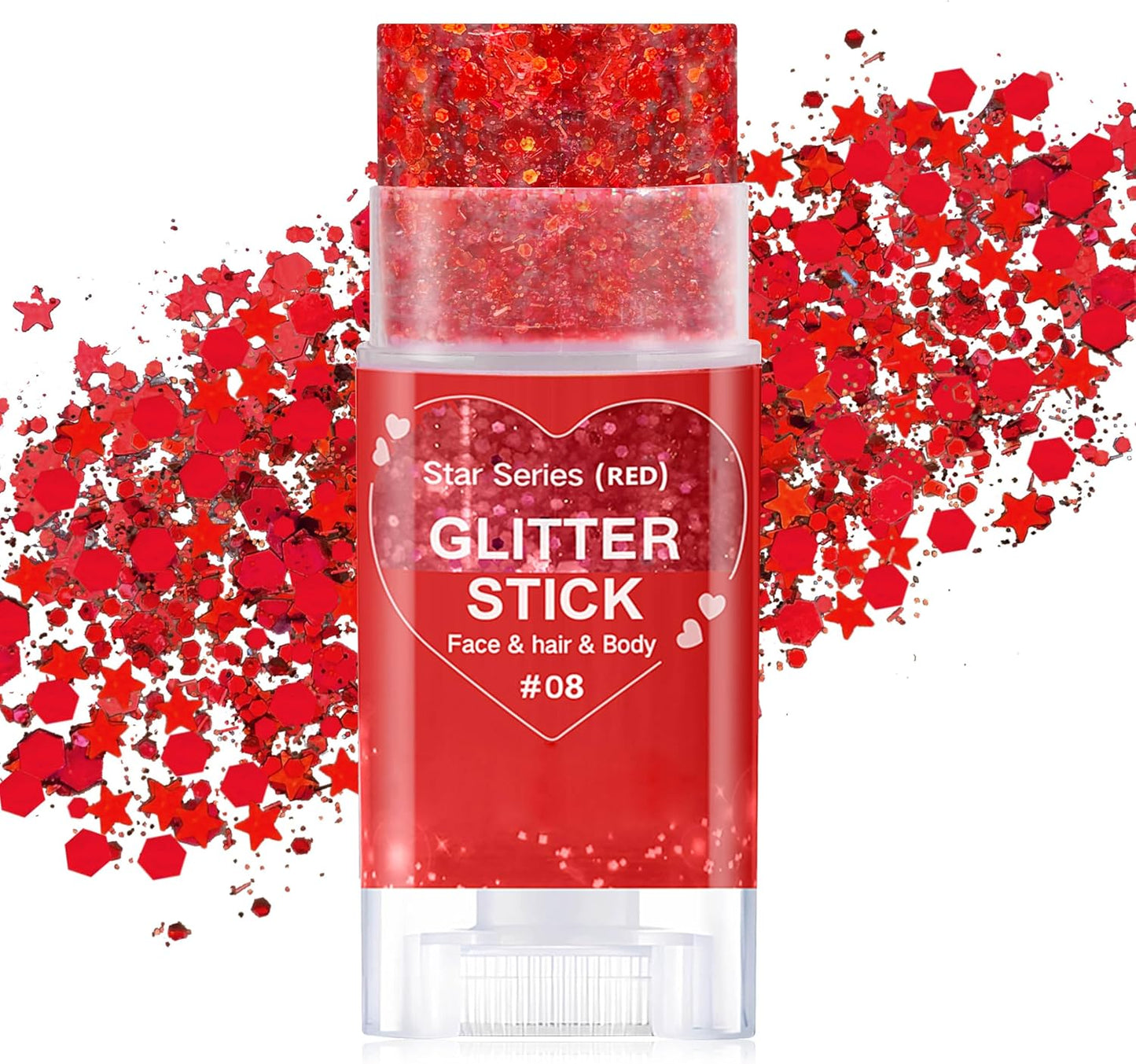 Patriotic Red White & Blue Glitter Stick