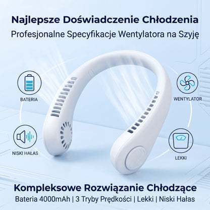 🔥🔥Przenośny wentylator na szyję PKNEW®, bezłopatkowy wentylator osobisty, chłodzenie typu hands-free do użytku na zewnątrz i w biurze