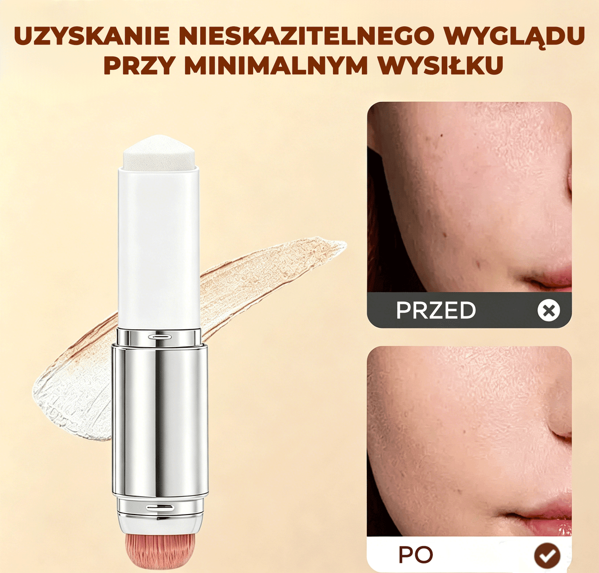 🔥🔥 [𝐎𝐅𝐈𝐂𝐉𝐀𝐋𝐍𝐘 𝐏𝐑𝐎𝐃𝐔𝐊𝐓] Vitalisys® Kryjący Sztyft do Makijażu / Odłączany Pędzelek – Koreański dopasowujący się kolorystycznie podkład w sztyfcie z kapsułkami kolagenowymi