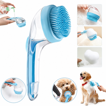 PKNEW® 🐕 Szczotka do kąpieli 2w1 z dozownikiem szamponu – Miękka silikonowa szczotka do pielęgnacji sierści psów i kotów 💎