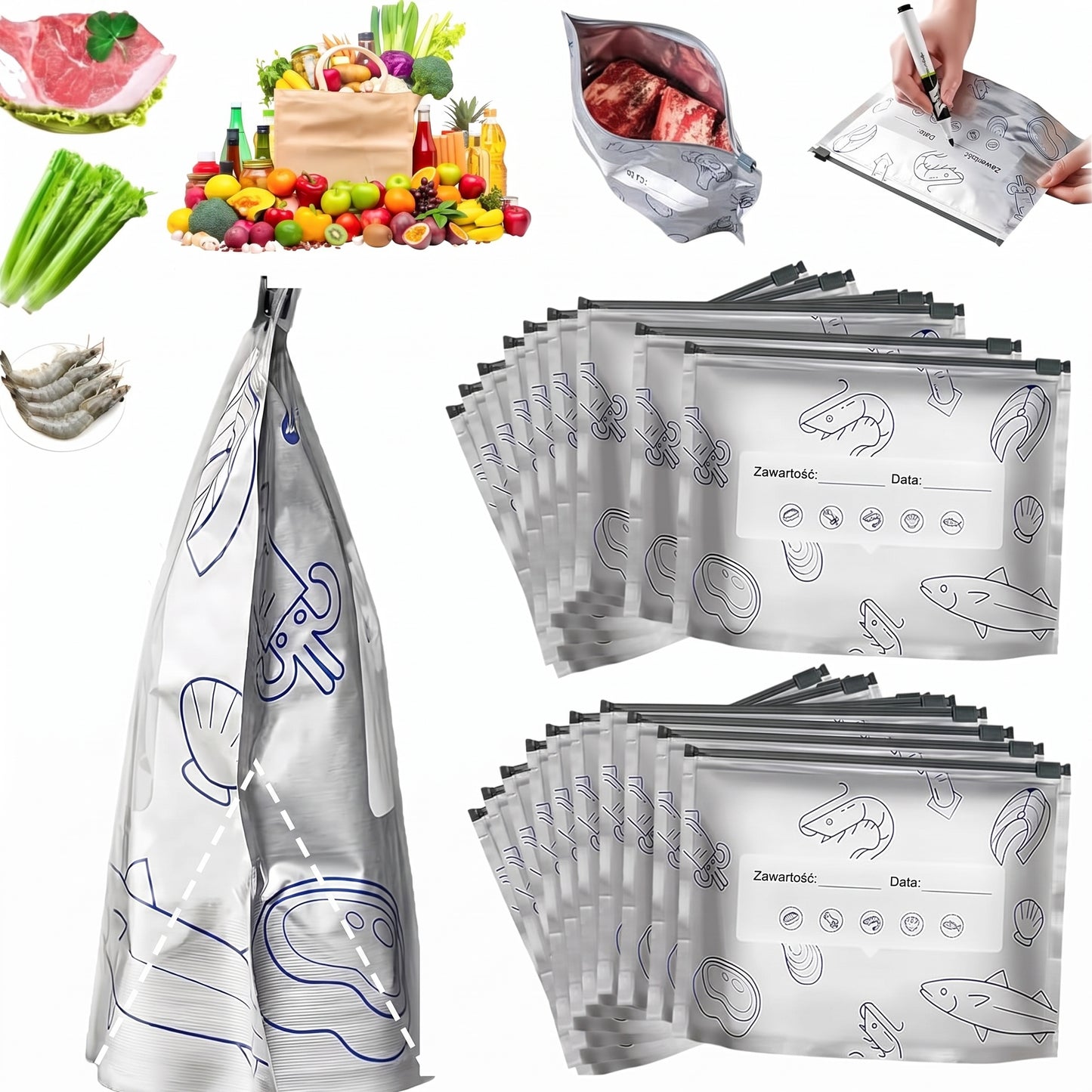 OFERTA LIMITOWANA: 70% ZNIŻKI! 🍗 🥦 Wielorazowe zamykane woreczki z folii aluminiowej 💎
