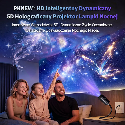 PKNEW® 🦄 INTELIGENTNY PROJEKTOR HD NOWEJ GENERACJI – Dynamiczny Holograficzny Projektor Nocny 5D 💎