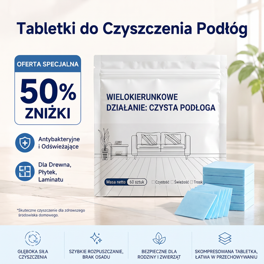 💎💎 PKNEW® Tabletki do mycia podłóg, środek czyszczący do wielu powierzchni: drewna, paneli, płytek i ścian w kamperach, antybakteryjne, dezodoryzujące, do pielęgnacji