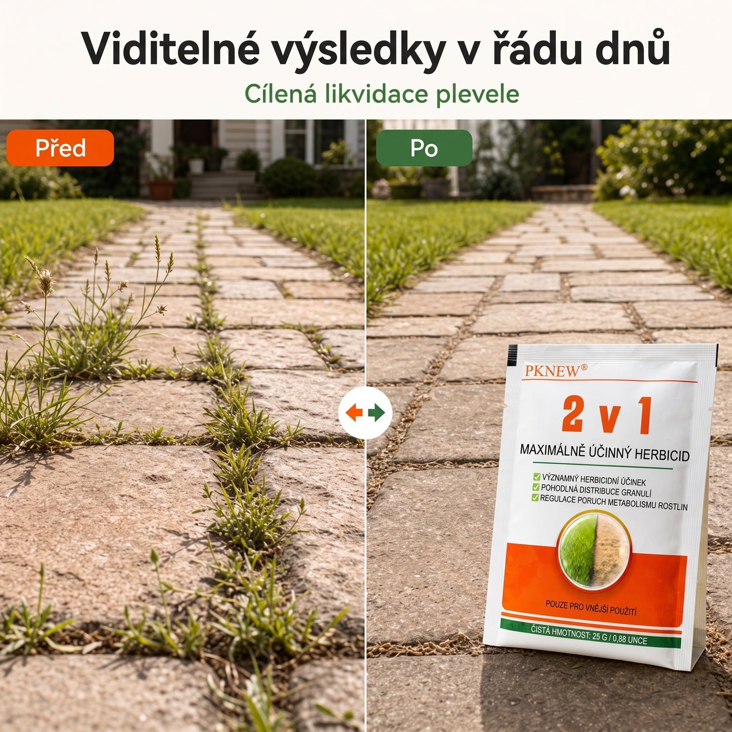 PKNEW® Granulowany środek chwastobójczy 2 w 1 Max Power 👑 – widoczny efekt już po 6 godzinach, łatwe rozpuszczanie w wodzie i precyzyjne stosowanie na fugi, ścieżki, ogrodzenia oraz powierzchnie żwirowe 💎
