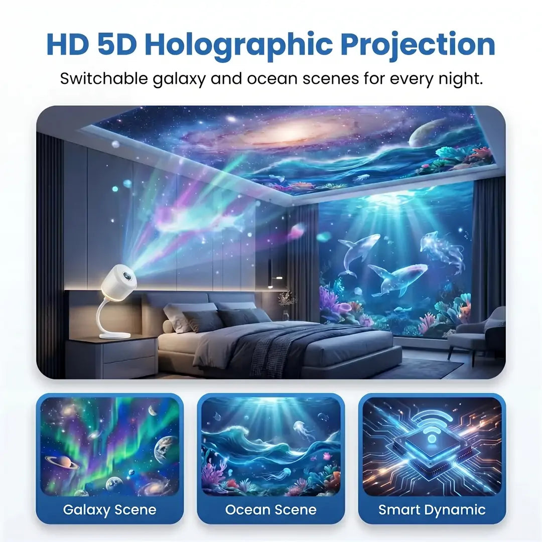 30%OFF🔥🔥PKNEW® NEXT-GEN SMART PROJECTION HD Smart Dynamic 5D Holographic Night Light Projector💎