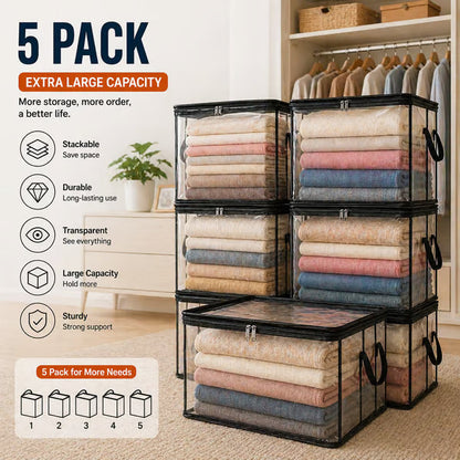 ⏰🌈LIMITED TIME 40% OFF! 🏠 Transparent Large-Capacity Dustproof & Moisture-Proof Storage Bag – Perfect for Clothes, Toys, Books & More ✨