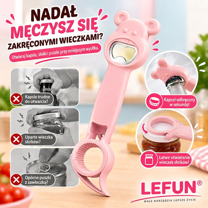 LEFUN® Otwieracz 4w1 👑 – Otwórz każde wieczko bez zbędnego wysiłku 💎