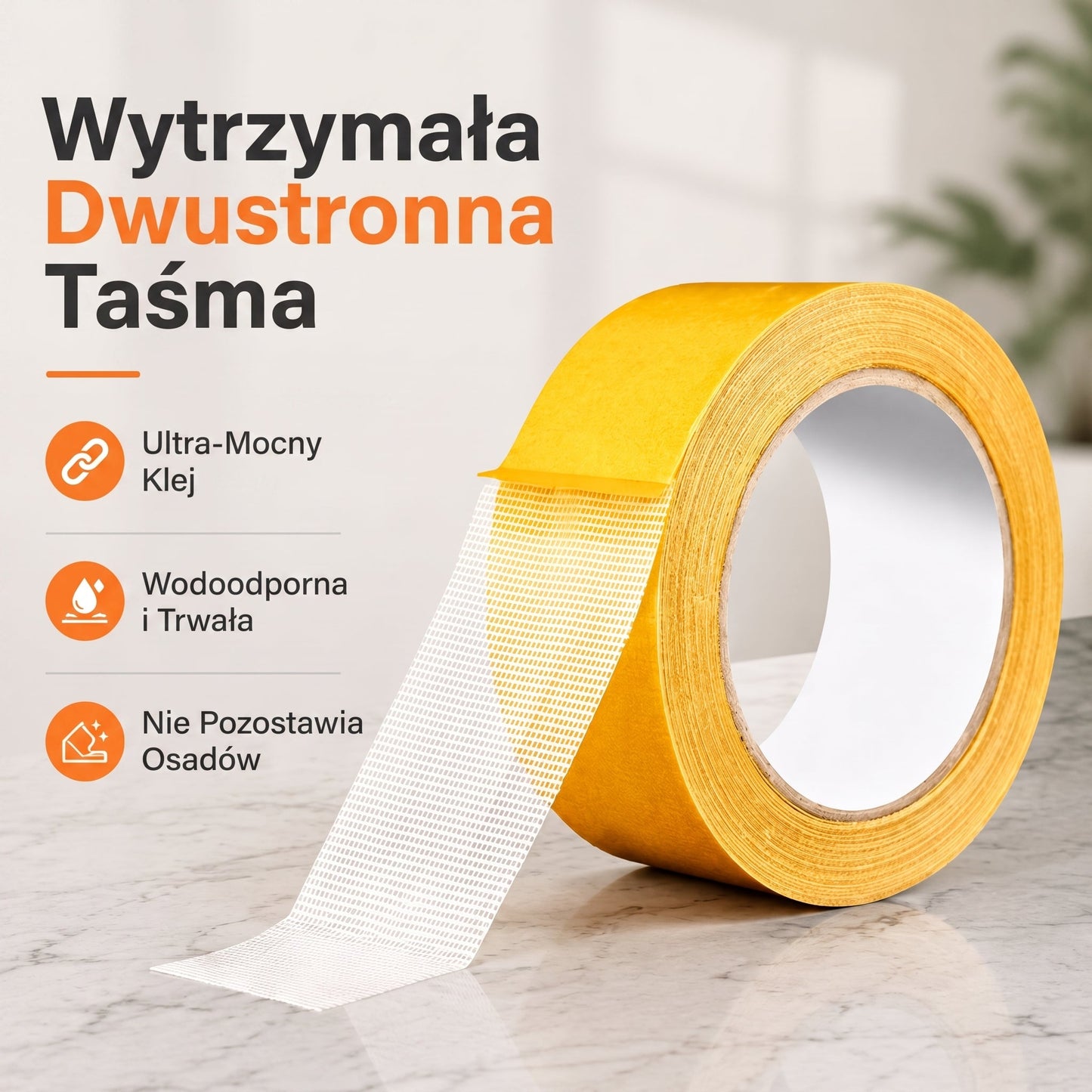 🔥🔥PKNEW® Wytrzymała taśma dwustronna🍇, mocny klej, wodoodporna i usuwalna, bez śladów, idealna do dywanów, tapet, balonów i użytku domowego 🔥