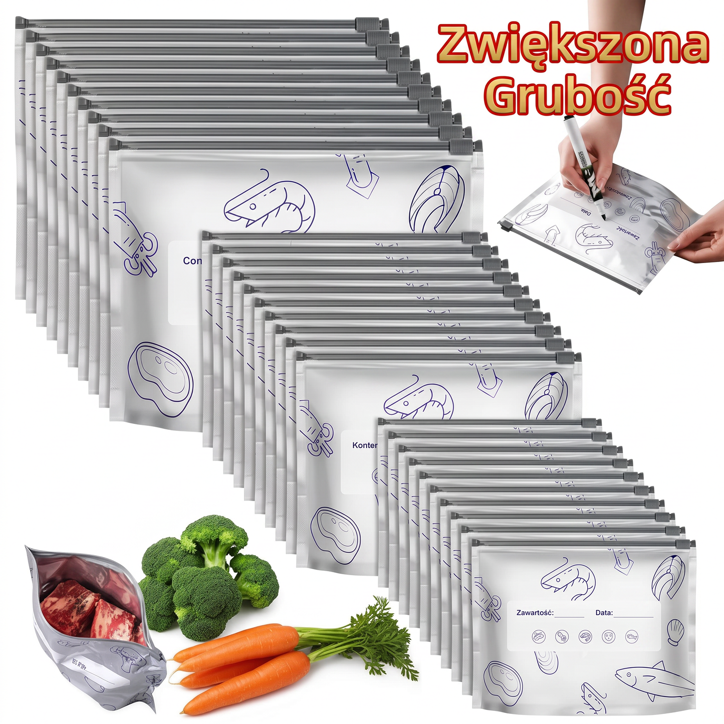 OFERTA LIMITOWANA: 70% ZNIŻKI! 🍗 🥦 Wielorazowe zamykane woreczki z folii aluminiowej 💎