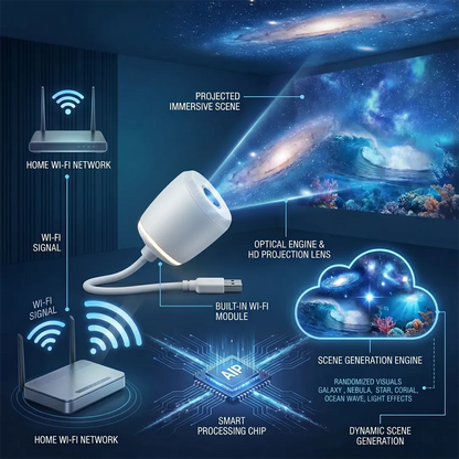 30%OFF🔥🔥PKNEW® NEXT-GEN SMART PROJECTION HD Smart Dynamic 5D Holographic Night Light Projector💎