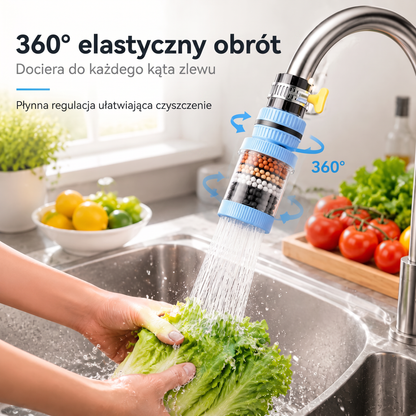 PKNEW® 6-warstwowy filtr do wody na kran obracany o 360 stopni, bez rozprysków, do zlewu kuchennego do mycia owoców, warzyw i naczyń 🚿