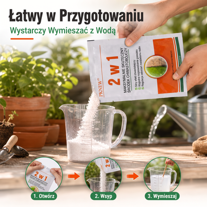 PKNEW® Granulowany środek chwastobójczy 2 w 1 Max Power 👑 – widoczny efekt już po 6 godzinach, łatwe rozpuszczanie w wodzie i precyzyjne stosowanie na fugi, ścieżki, ogrodzenia oraz powierzchnie żwirowe 💎