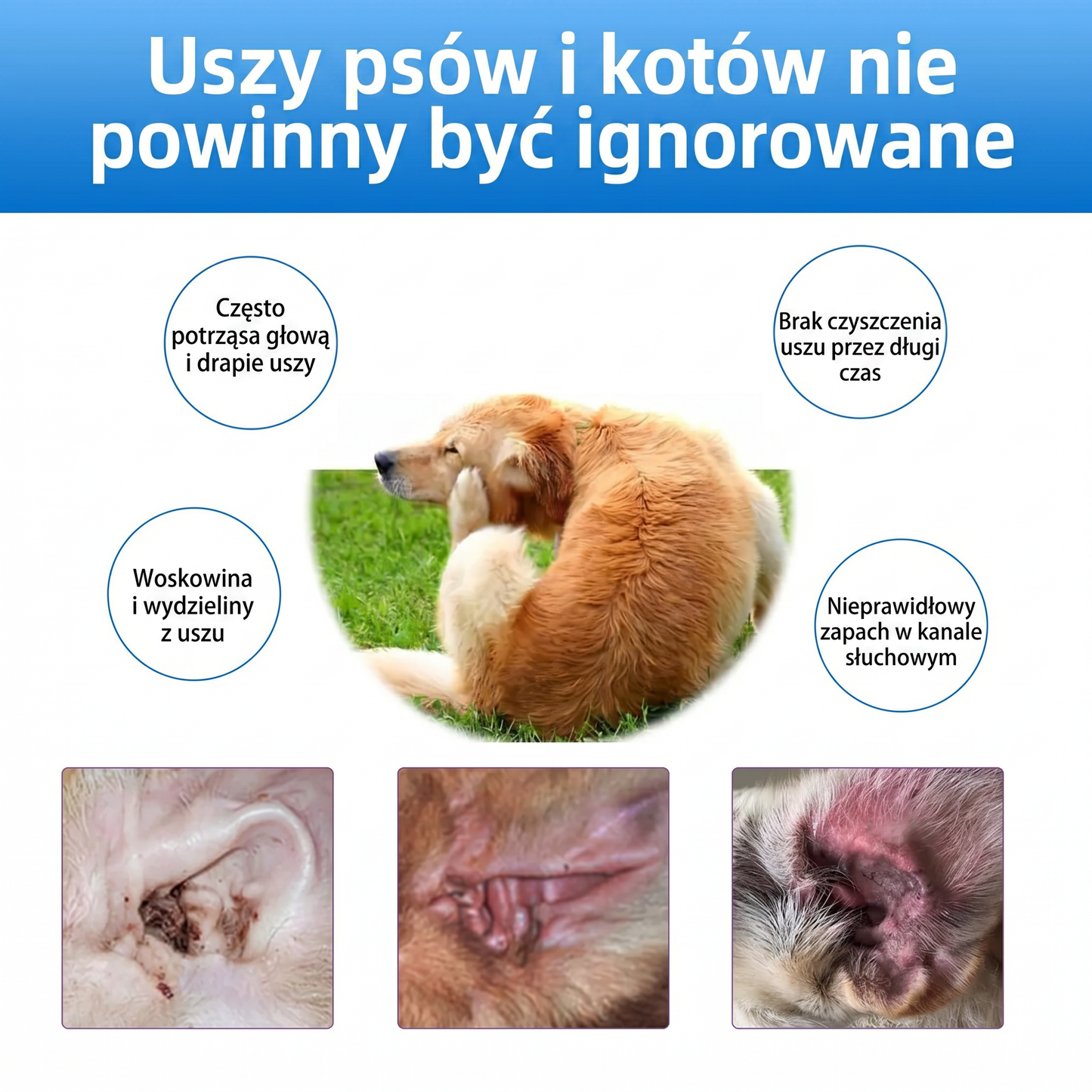 𝐏𝐊𝐍𝐄𝐖® Łagodny płyn do czyszczenia uszu zwierząt | Bezzapachowe czyszczenie dla psów i kotów