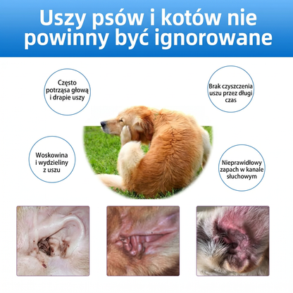 𝐏𝐊𝐍𝐄𝐖® Łagodny płyn do czyszczenia uszu zwierząt | Bezzapachowe czyszczenie dla psów i kotów