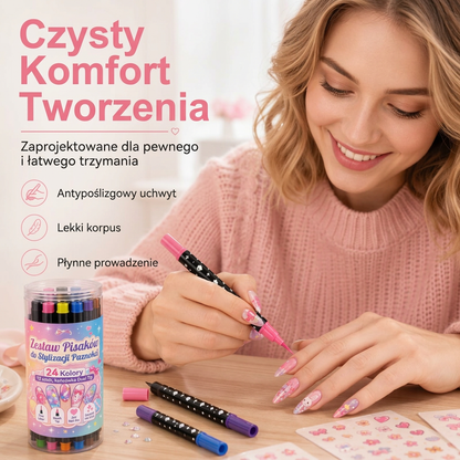 OSTATNI DZIEŃ · 50% ZNIŻKI 🌈 Zestaw 24 dwustronnych pisaków do zdobienia paznokci 💎