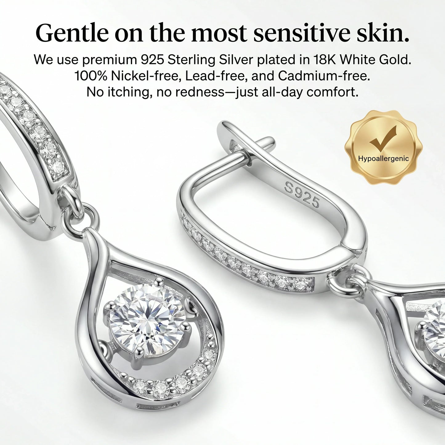 Extra 30% off on sale items | 1-Carat "Dancing" Moissanite Earrings – The Pure S925 Comfort & Sparkle You Deserve 💎