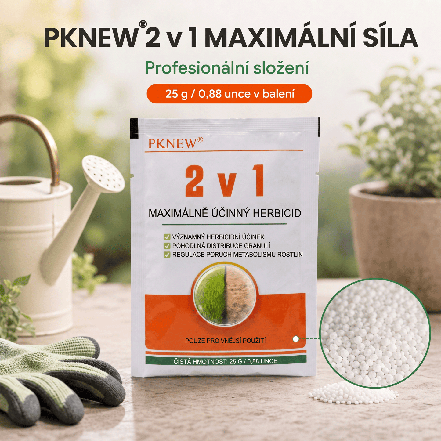 PKNEW® Granulowany środek chwastobójczy 2 w 1 Max Power 👑 – widoczny efekt już po 6 godzinach, łatwe rozpuszczanie w wodzie i precyzyjne stosowanie na fugi, ścieżki, ogrodzenia oraz powierzchnie żwirowe 💎