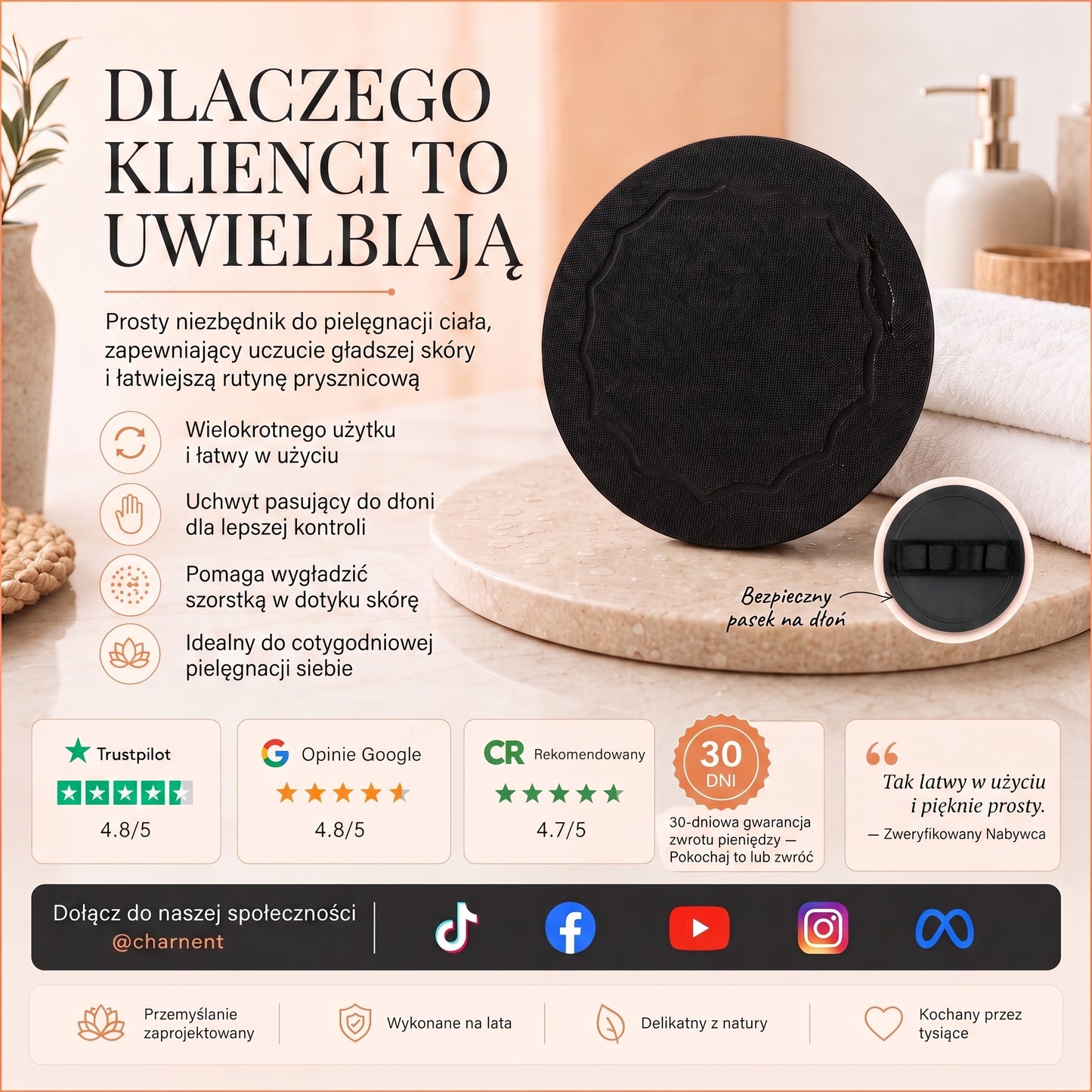 🔥🔥🚿 Głęboko oczyszczająca i złuszczająca myjka do ciała – delikatnie usuwa martwy naskórek i działa jak gąbka SPA 🧖‍♀️