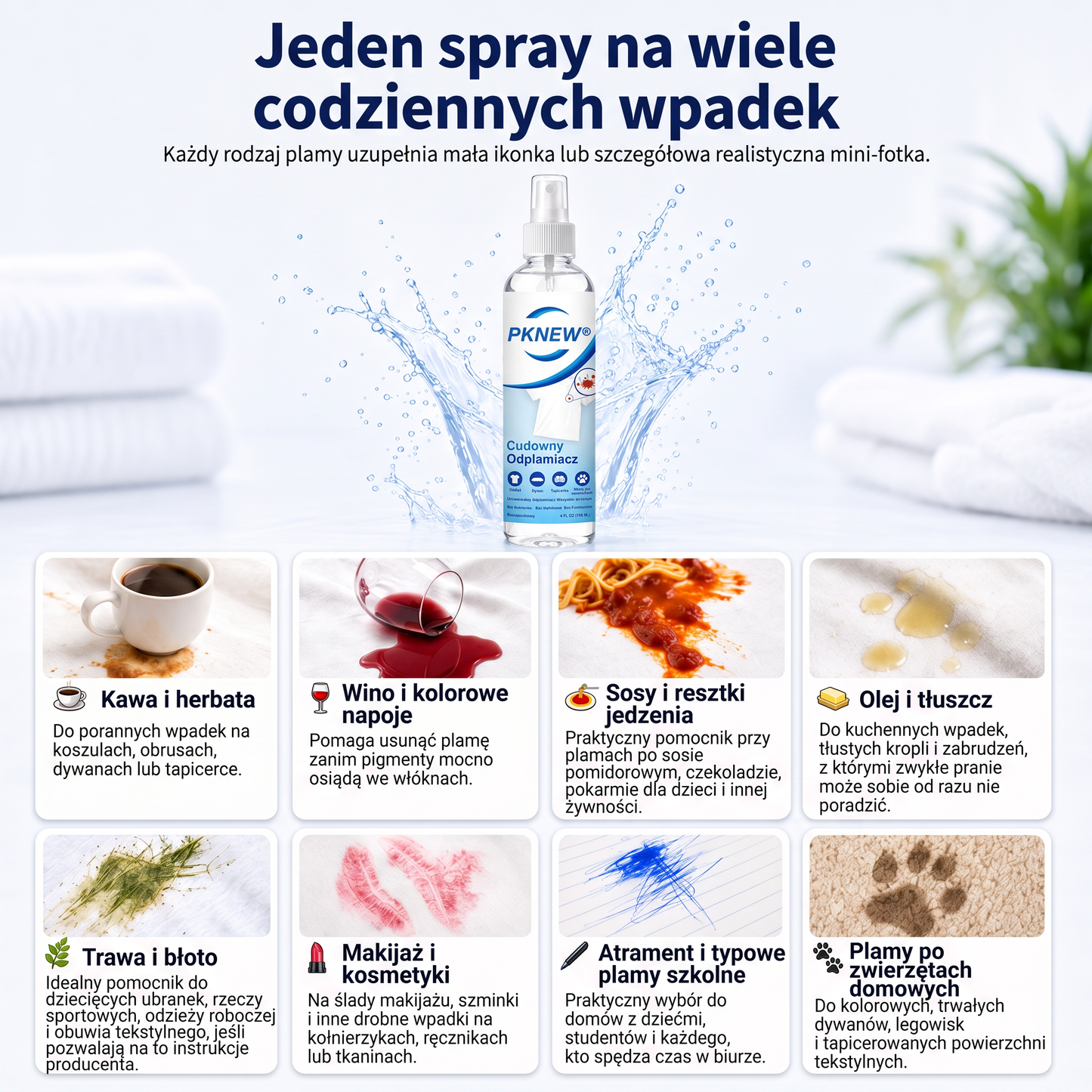 PKNEW® Ekologický víceúčelový odstraňovač skvrn v spreji 💧 – Rychle působící hloubkový čistič bez dráždivých chemikálií 💖