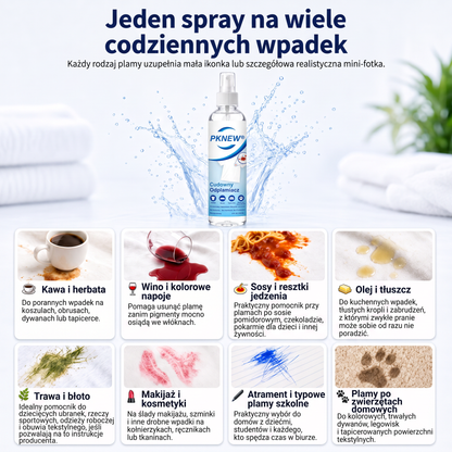 PKNEW® Ekologický víceúčelový odstraňovač skvrn v spreji 💧 – Rychle působící hloubkový čistič bez dráždivých chemikálií 💖