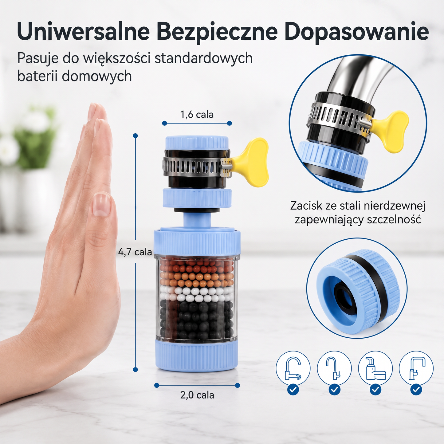 PKNEW® 6-warstwowy filtr do wody na kran obracany o 360 stopni, bez rozprysków, do zlewu kuchennego do mycia owoców, warzyw i naczyń 🚿
