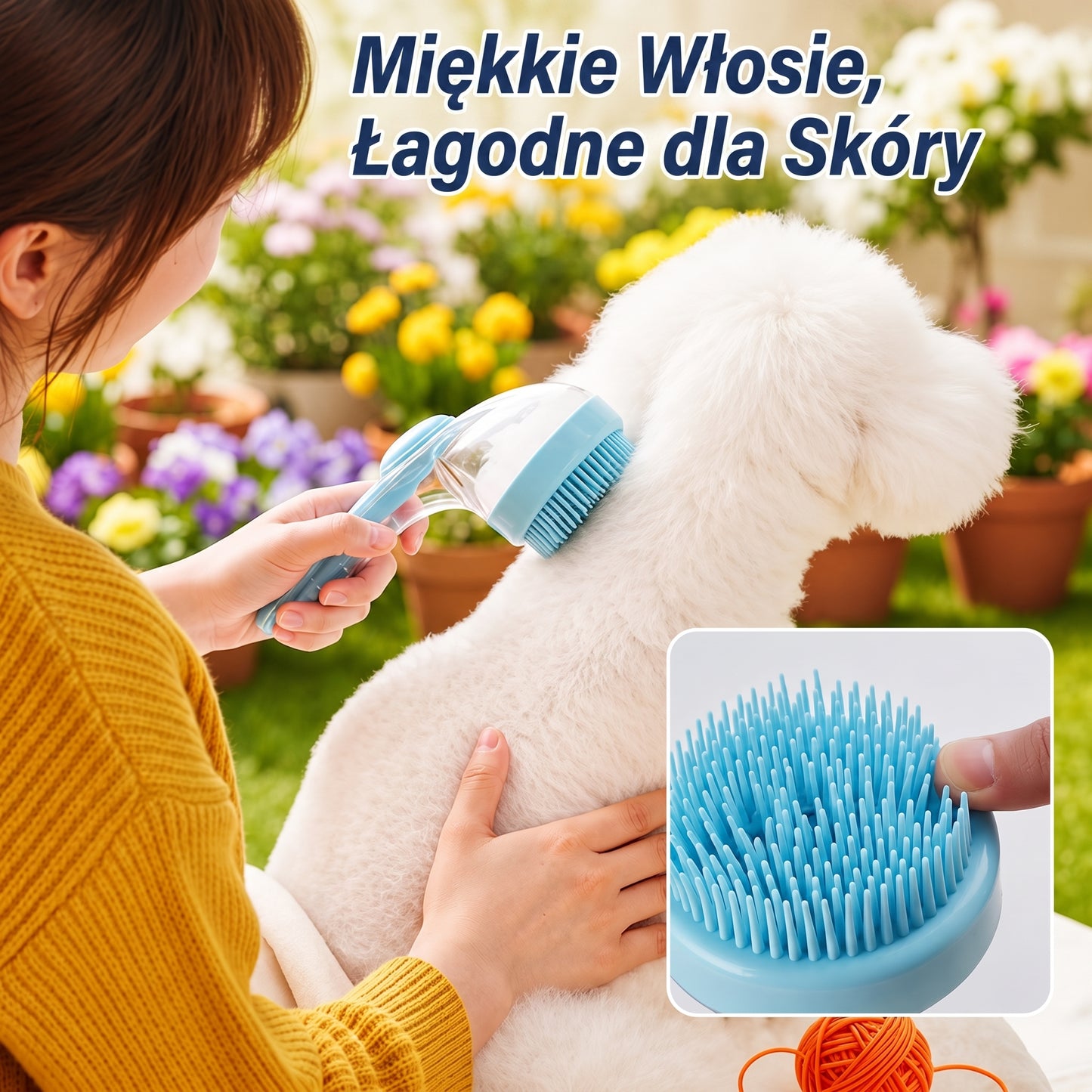 PKNEW® 🐕 Szczotka do kąpieli 2w1 z dozownikiem szamponu – Miękka silikonowa szczotka do pielęgnacji sierści psów i kotów 💎
