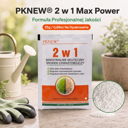 PKNEW® Granulowany środek chwastobójczy 2 w 1 Max Power 👑 – widoczny efekt już po 6 godzinach, łatwe rozpuszczanie w wodzie i precyzyjne stosowanie na fugi, ścieżki, ogrodzenia oraz powierzchnie żwirowe 💎