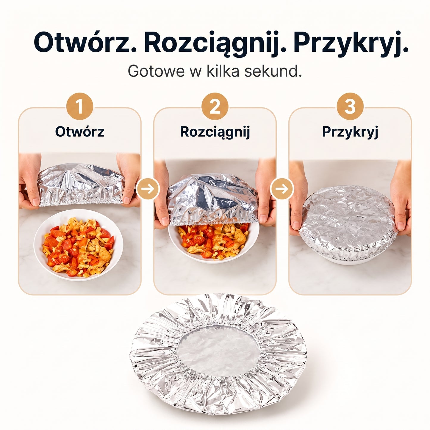 🔥🔥 PKNEW® Składana aluminiowa osłona na żywność | Utrzymuje ciepło i świeżość potraw oraz chroni je przed muszkami owocówkami