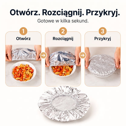 🔥🔥 PKNEW® Składana aluminiowa osłona na żywność | Utrzymuje ciepło i świeżość potraw oraz chroni je przed muszkami owocówkami